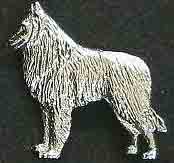 Belgisk vallhund tervueren brosch silver eller guldfinish
