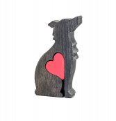 Border collie med hjärta handgjord träfigurin