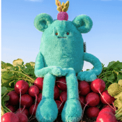 Billie Rädisa mjukisdjur 60 cm MIAM ! bleu océan radis DouDou