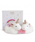 Enhörningstofflor för baby i presentbox DouDou