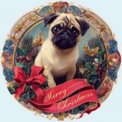 Mops juletiketter runda olika storlekar/antal