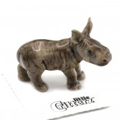 Vit noshörningskalv miniatyr porslinsfigur Courage