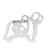 Bearded collie hängsmycke av silver helfigur med får