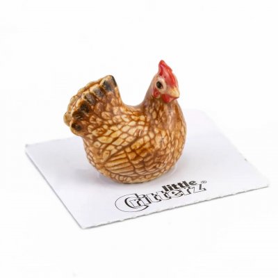 Höna miniatyr porslinsfigur Buff Bantham Hen