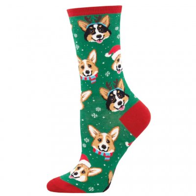 Welsh corgi pembroke strumpor 1-pack Happy Pawlidays SockSmith