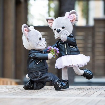 Lucky Maxx Cool Boy docka med ram inuti - fransk bulldogg