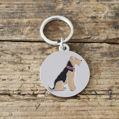 Airedaleterrier / lakelandterrier / welshterrier nyckelring silverpläterad mässing Sweet William