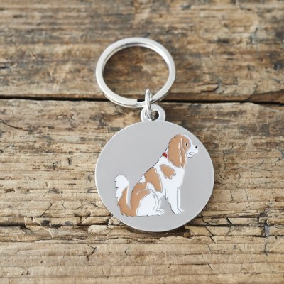 Cavalier king charles spaniel nyckelring silverpläterad mässing Sweet William