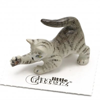 Kattunge miniatyr porslinsfigur Lily Grey Tiger Kitten