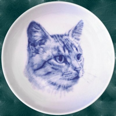Europé silver tabby huskatt prydnadstallrik Lekven 2015