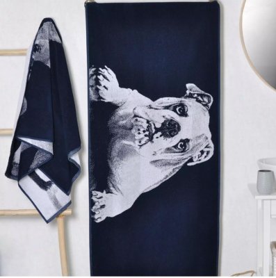 Engelsk bulldogg handduk 100% bomull