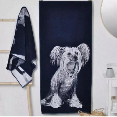Chinese crested dog handduk 100% bomull