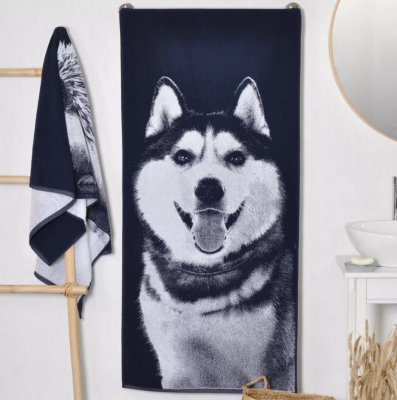 Siberian husky handduk 100% bomull