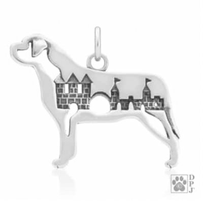 Mastiff hängsmycke av silver med slott