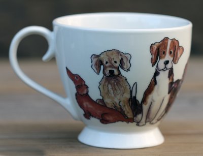 Mugg Hundar 3 olika varianter Cinnober