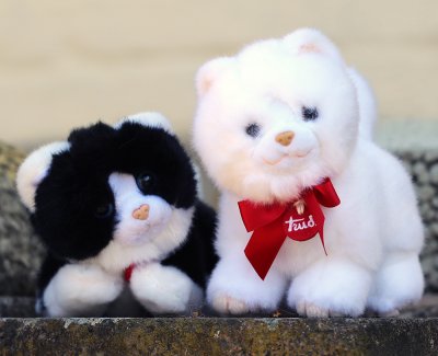 Katt mjukisdjur vit eller svartvit 17 cm Trudi x