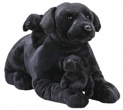 Labrador retriever (svart) mjukisdjur med valpar Jumbo Wild Republic