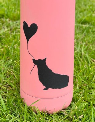 Welsh corgi pembrke termosflaska av rostfritt stål matt rosa