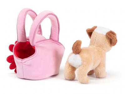 Engelsk bulldogg mjukisdjur Puppy in the bag Rosa Trudi