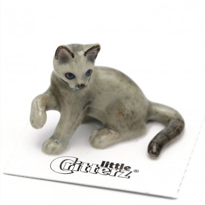 Russian Blue kitten miniatyr porslinsfigur Silver