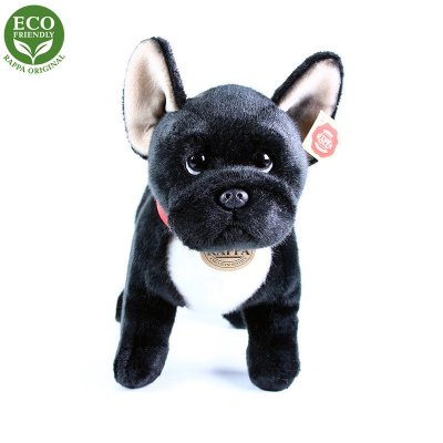 Fransk bulldogg mjukisdjur med halsband 30 cm Rappa