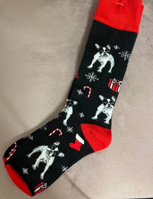 Fransk bulldogg strumpor julmotiv FB o