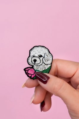 Bichon frisé brosch Malicieuse