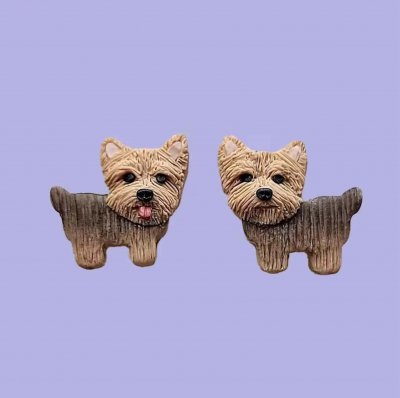 Yorkshireterrier örhängen av lera 1