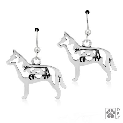 Australian cattledog örhängen av silver med ko
