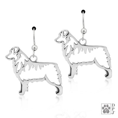 Australian shepherd örhängen av silver helfigur