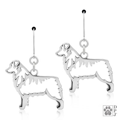 Australian shepherd örhängen av silver helfigur