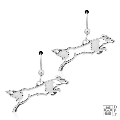 Border collie örhängen av silver helfigur 1