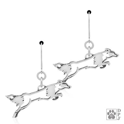Border collie örhängen av silver helfigur 1