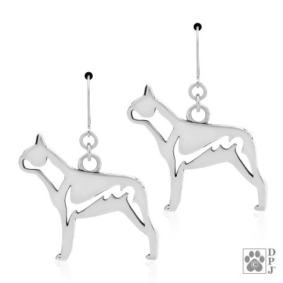 Bostonterrier örhängen av silver helfigur