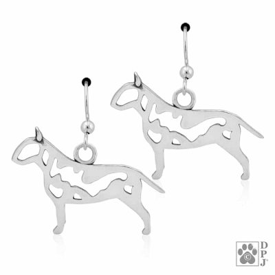 Bullterrier örhängen av silver helfigur
