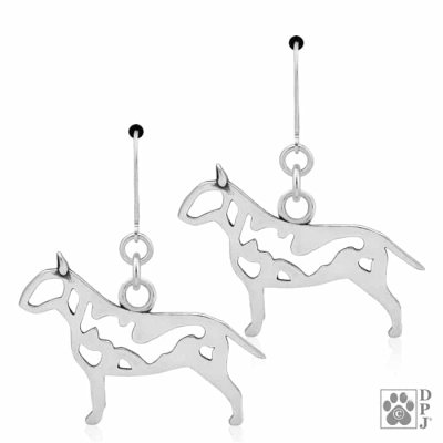 Bullterrier örhängen av silver helfigur