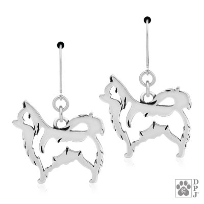 Chihuahua (långhårig) örhängen av silver helfigur 1