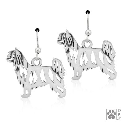 Chinese crested dog powder puff örhängen av silver helfigur