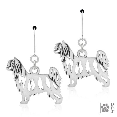Chinese crested dog powder puff örhängen av silver helfigur