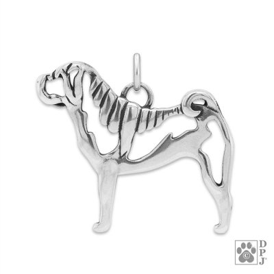 Shar pei hängsmycke av silver helfigur