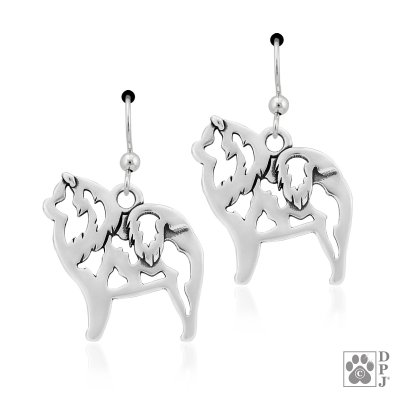 Chow chow örhängen av silver helfigur