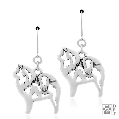 Chow chow örhängen av silver helfigur