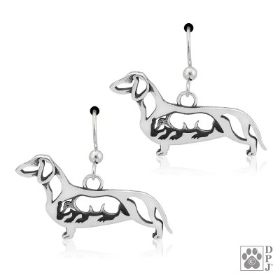 Tax (korthårig) örhängen av silver med grävling