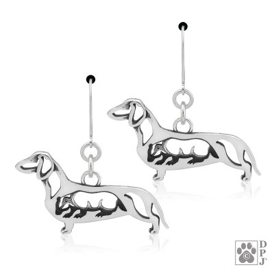 Tax (korthårig) örhängen av silver med grävling