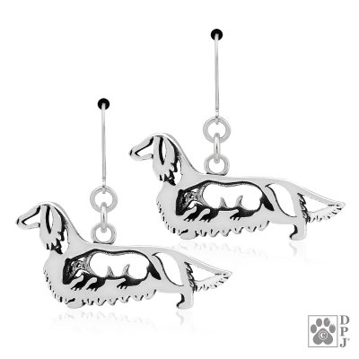 Tax (långhårig) örhängen av silver med grävling