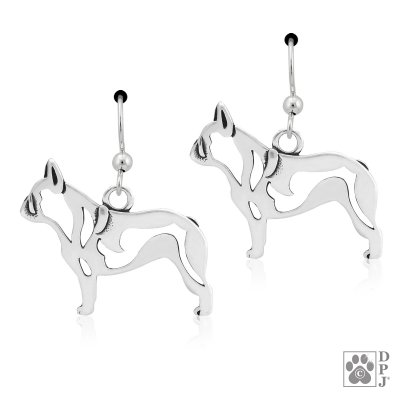 Fransk bulldogg örhängen av silver helfigur