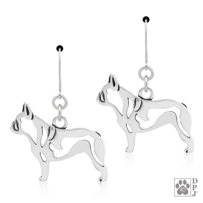 Fransk bulldogg örhängen av silver helfigur