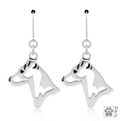 Jack russell terrier örhängen av silver huvud 1