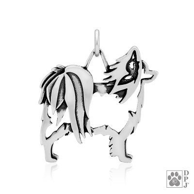 Papillon hängsmycke av silver helfigur med fjäril