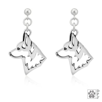 Welsh corgi pembroke örhängen av silver huvud